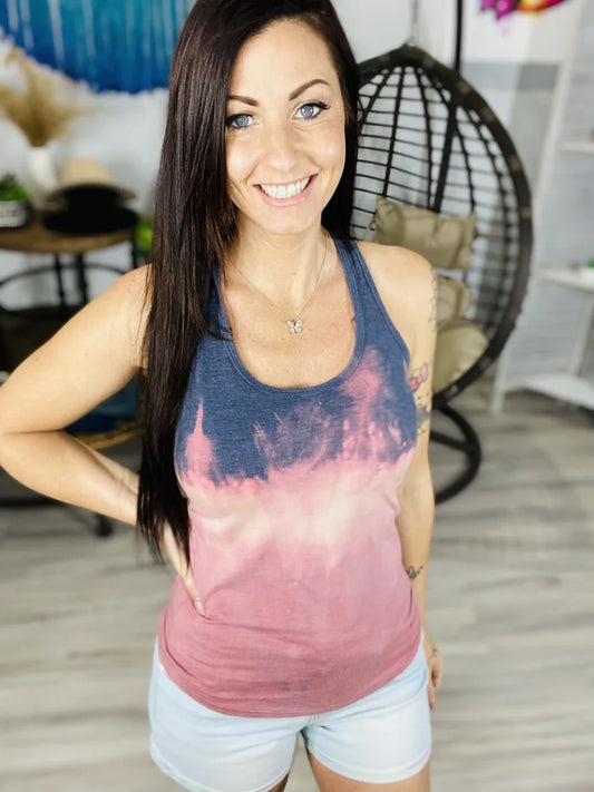 ARTifacts- Heathered Navy Bleached Tank Top