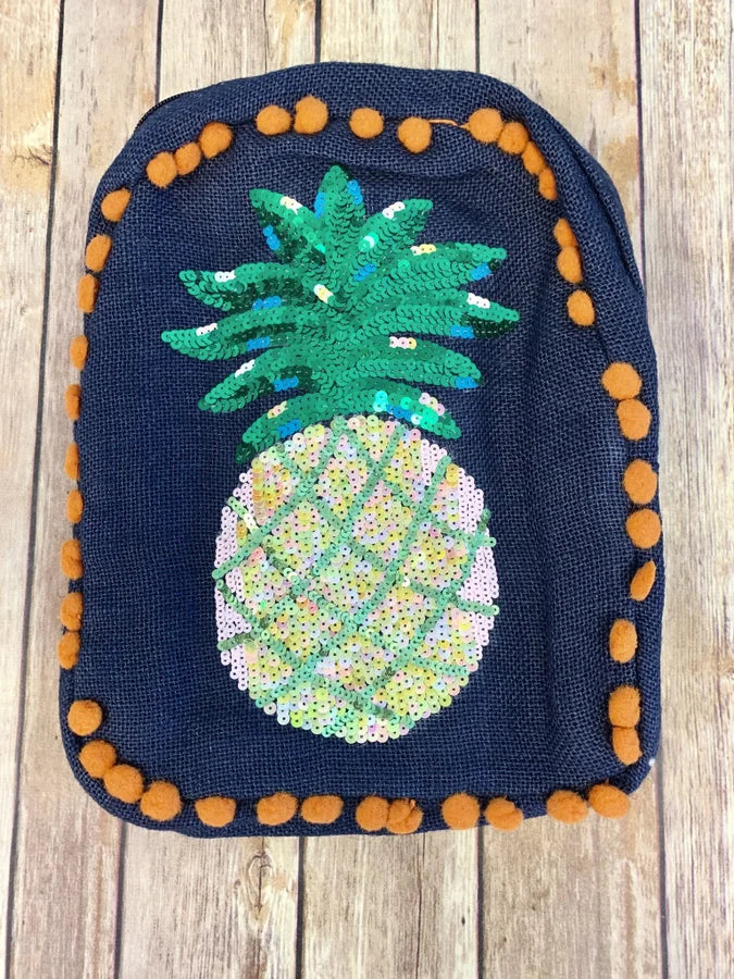 Blue/Orange Poms Pineapple Punch Backpack