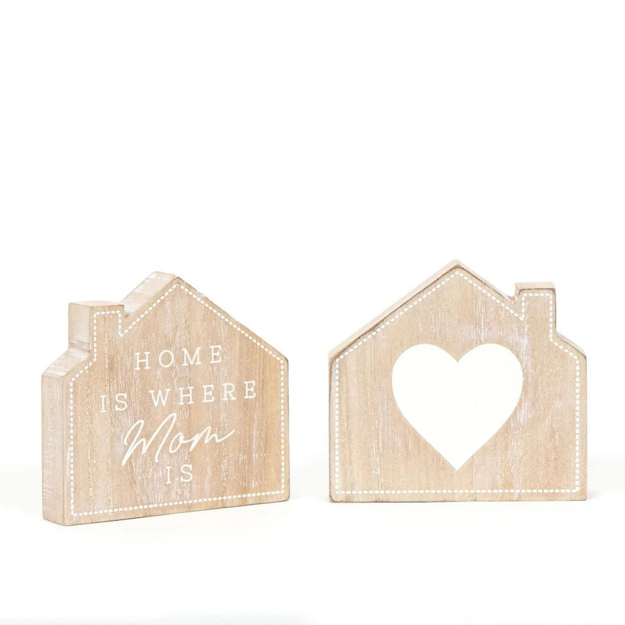 "Home Is Where Mom Is" Wooden Cutout - Reversible