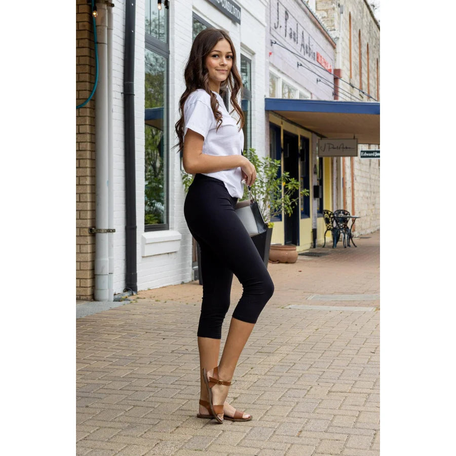 "Full of Wonder" Black Capri Leggings, No Pockets - Reg/Plus/Kids