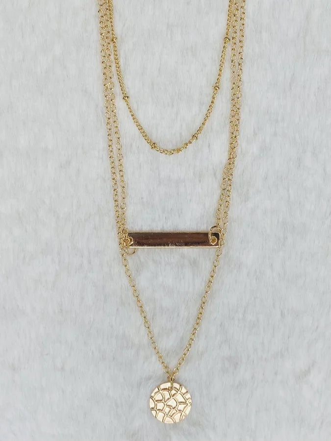 3-Piece Layered Gold Charm Pendant Necklace