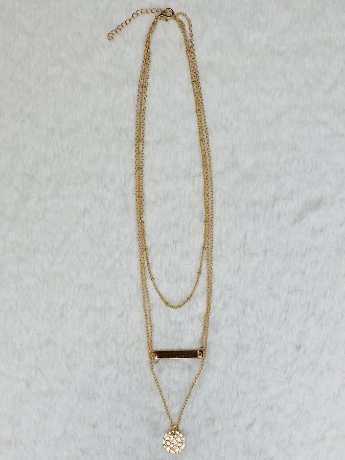 3-Piece Layered Gold Charm Pendant Necklace