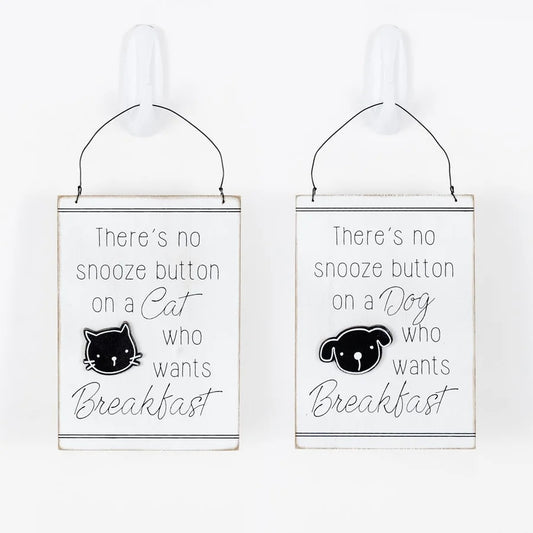 Cat/Dog Breakfast Wooden Sign - Reversible