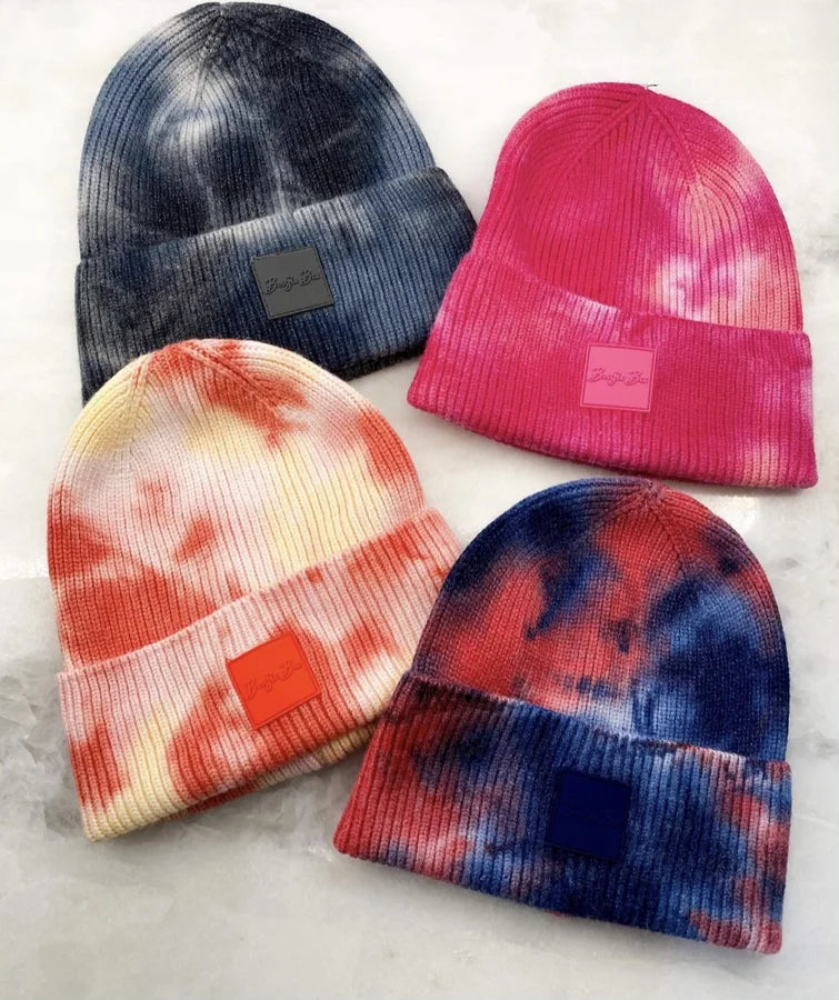 Boujie Bee Tie Dye Ribbed Beanie (Multiple Colors)