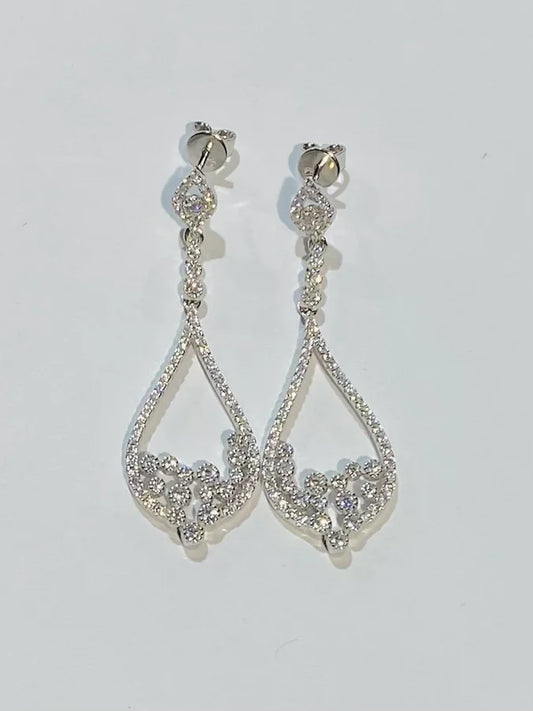 Sterling Silver Cubic Zirconia Stone Drop Earrings