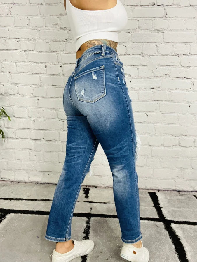 "Rock All Night" High-Rise Straight Jeans - Reg/Plus