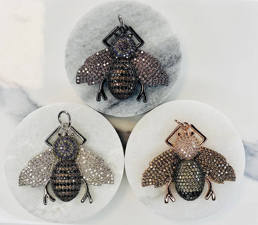 Pave Crystal Bee Pendants (Medium)