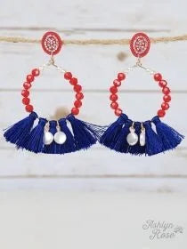 Southern Grace Red, White, and Blue Spirit Earrings w/ Tassels