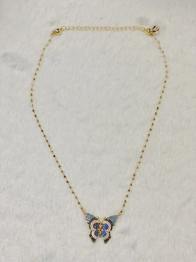 Gold Necklace with Butterfly Pendant