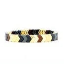 Savvy Bling Black & Natural Chevron Tile Enamel Bracelet