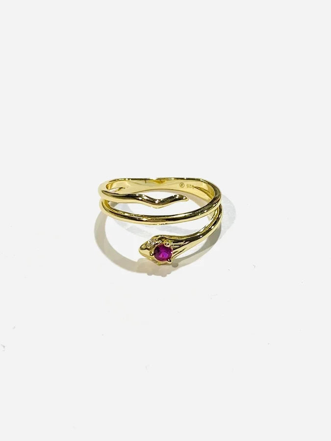 Sterling Silver Gold Snake-Inspired Ring