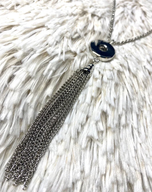 Silver Snap Jewel Tassel Necklace