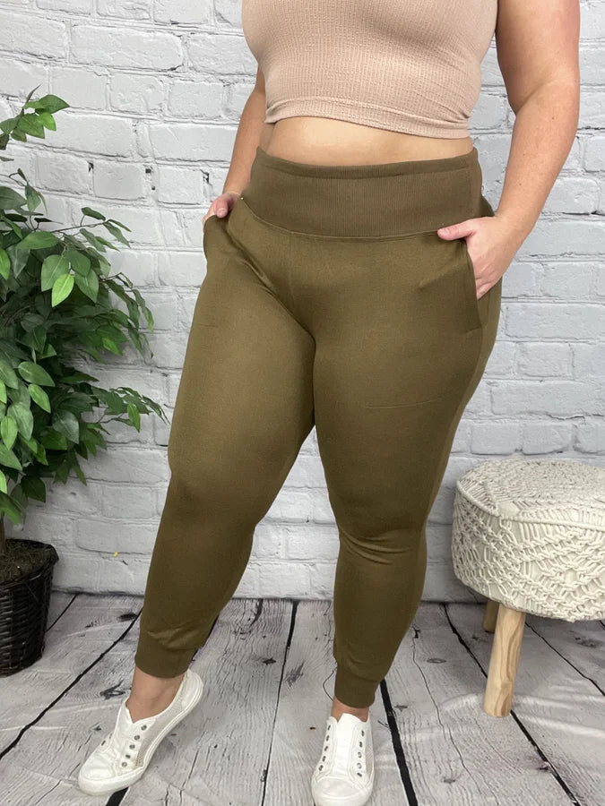 Golden Olive Knit Joggers - Reg/Plus