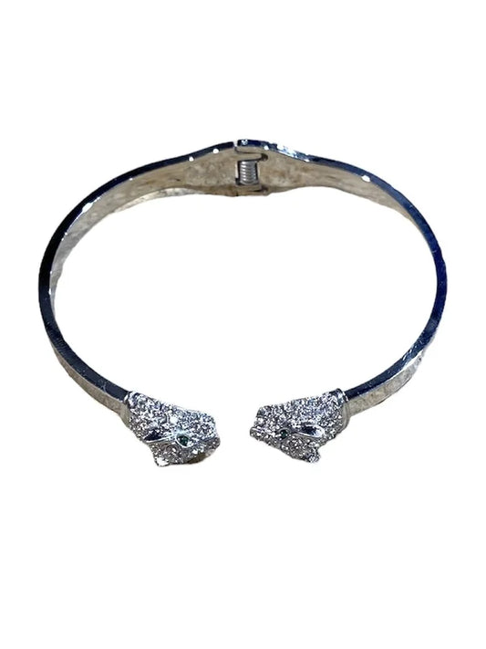 Stainless Steel Panther-Inspired Bracelet