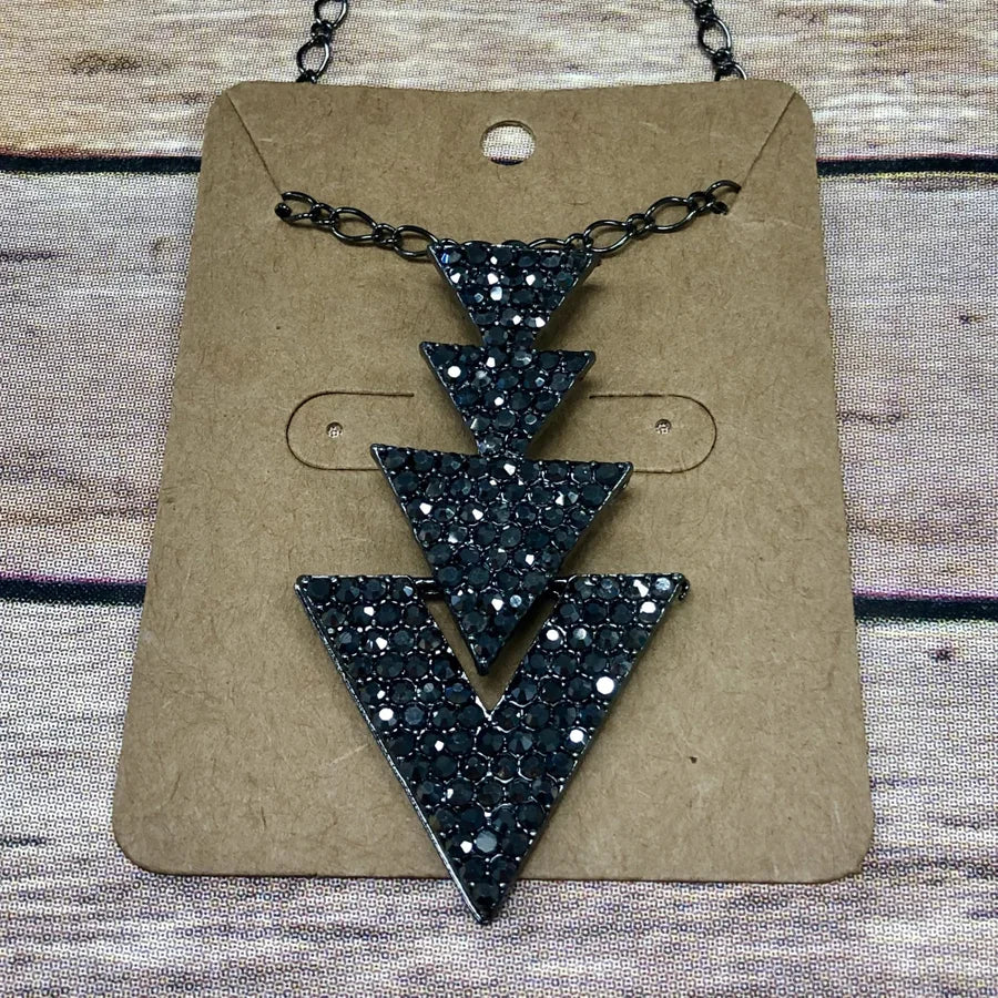 Pave Stacked Triangle Necklace