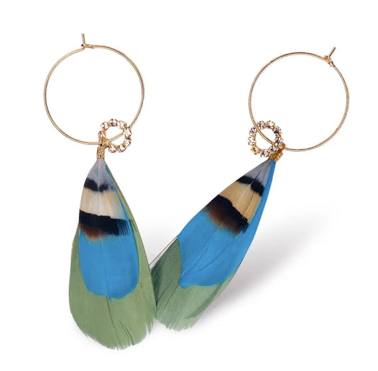 Triple Layer Light Feather & Crystal Accent Dangle Earrings