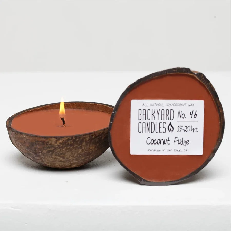 Coconut Fudge Scented Candle in a Real Coconut Shell