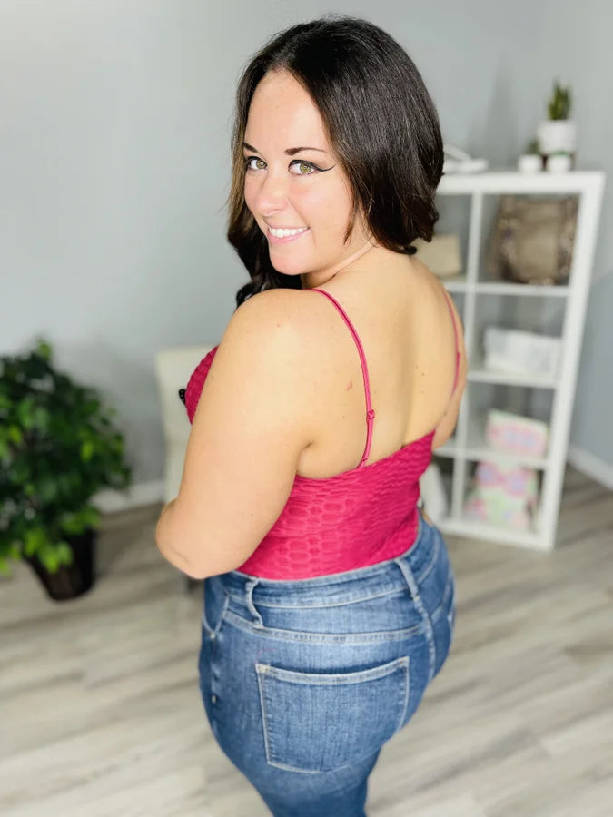 Reg/Plus Dark Pink Textured Bodysuit