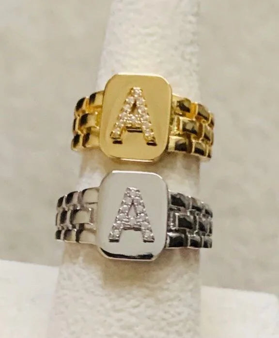 18 Kt. Gold Plated Cubic Zirconia Initial Rings