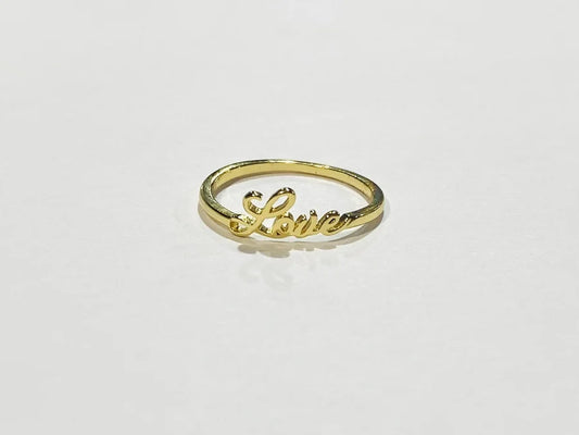 Sterling Silver Gold Plated "Love" Ring