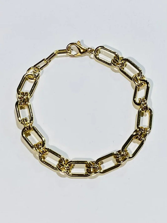 Gold Plated Oval Link Chain Bracelet - 7.5-8"