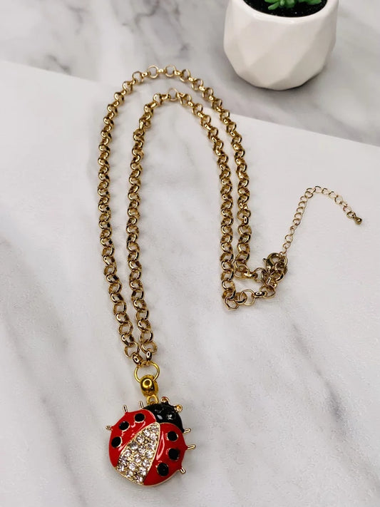 Gold Ladybug Snap Necklace