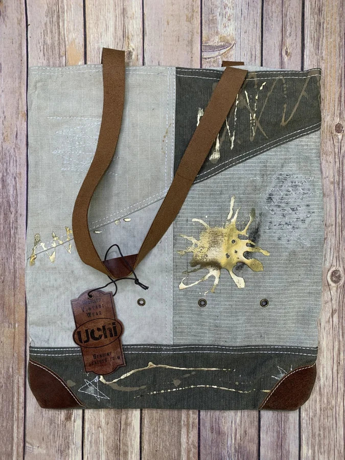 Riveted Patchwork Shoulder Tote