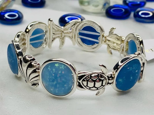 Blue Jewel & Sea Life Bracelet by Periwinkle