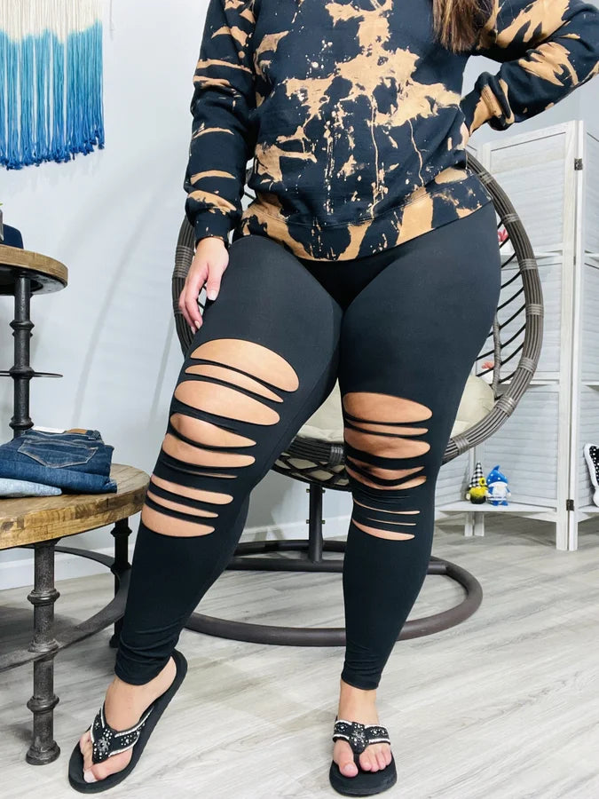 "Find Your Spark" Laser Cut Leggings - Reg/Plus
