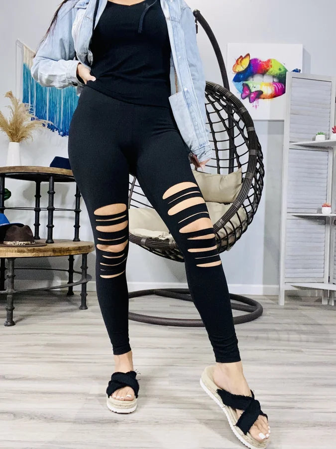 "Find Your Spark" Laser Cut Leggings - Reg/Plus
