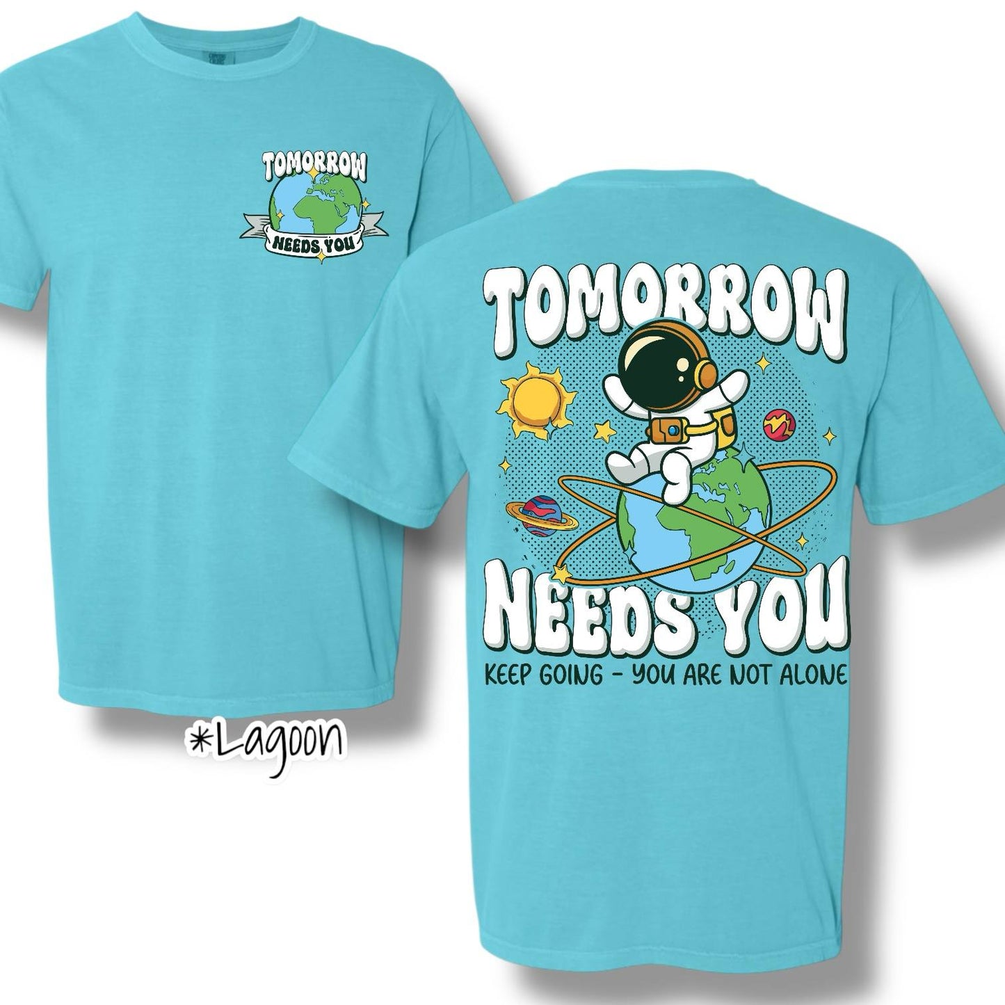 "Tomorrow Needs You 2.0" (Black Ink) Pocket Logo & Back Print Graphic Short Sleeve T Shirt