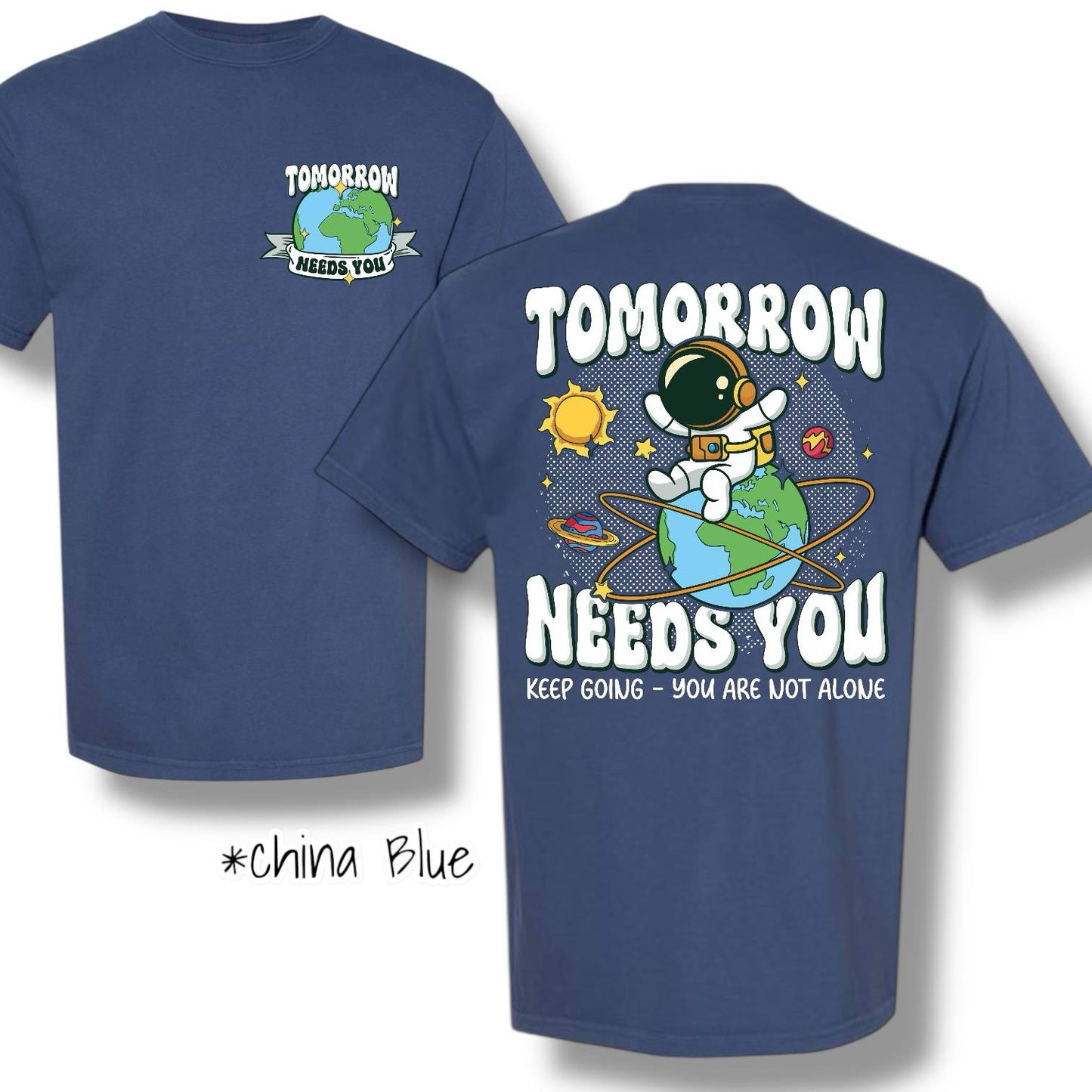 "Tomorrow Needs You 2.0" (White Ink) Pocket Logo & Back Print Graphic Short Sleeve T Shirt