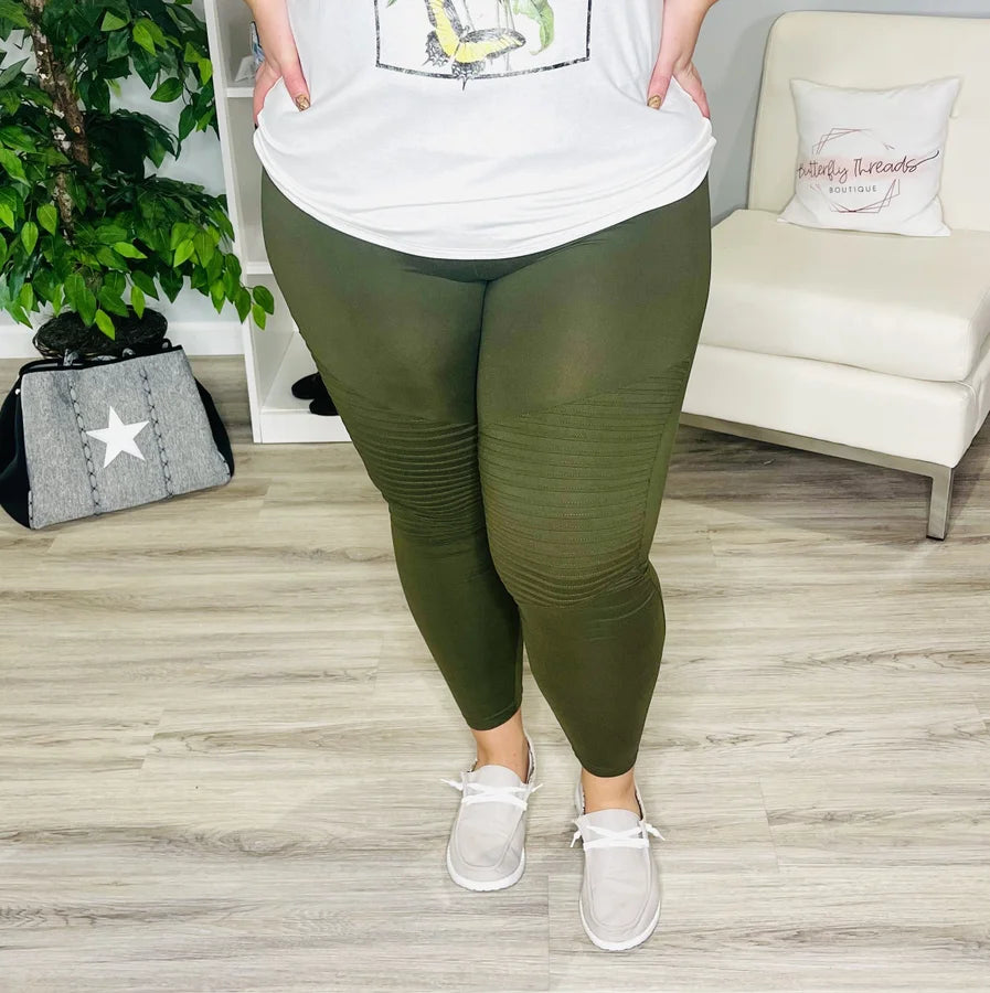 Reg/Plus Olive Moto Leggings
