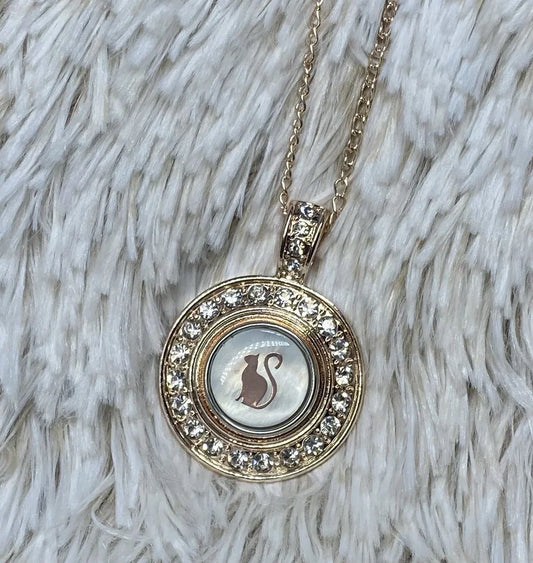 Rose Gold Circular Pendant w/ Cat Snap