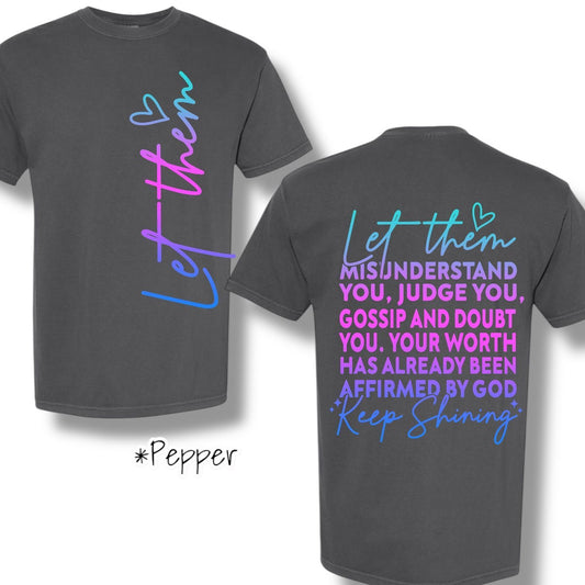 "Keep Shining" Pocket And Back Print Graphic Short Sleeve