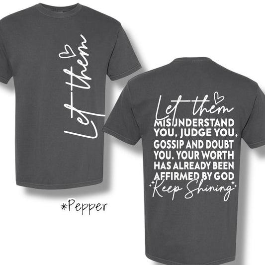 "Keep Shining" (White Ink) Pocket And Back Print Graphic Short Sleeve (Copy)