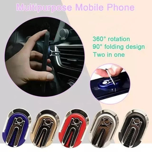 2-in-1 360 Degree Rotating Mobile Phone Ring Car Vent Mount