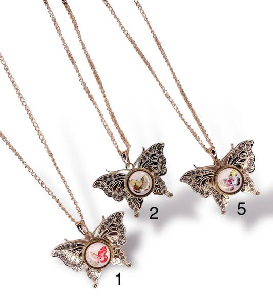 ROSE GOLD RHINESTONE BUTTERFLY SNAP NECKLACE