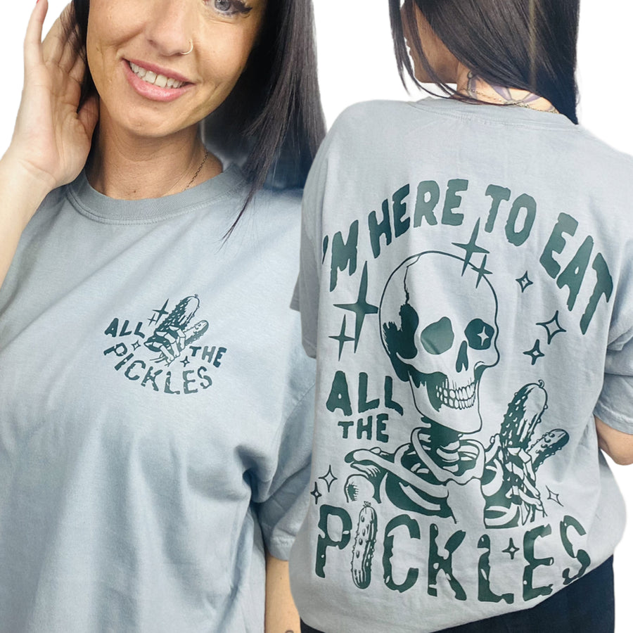 "Here to Eat All the Pickles" Short Sleeve T Shirt 2 of 2