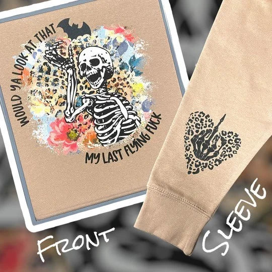 "My Last Flying F***" Crewneck Sweatshirt w/ Sleeve Print