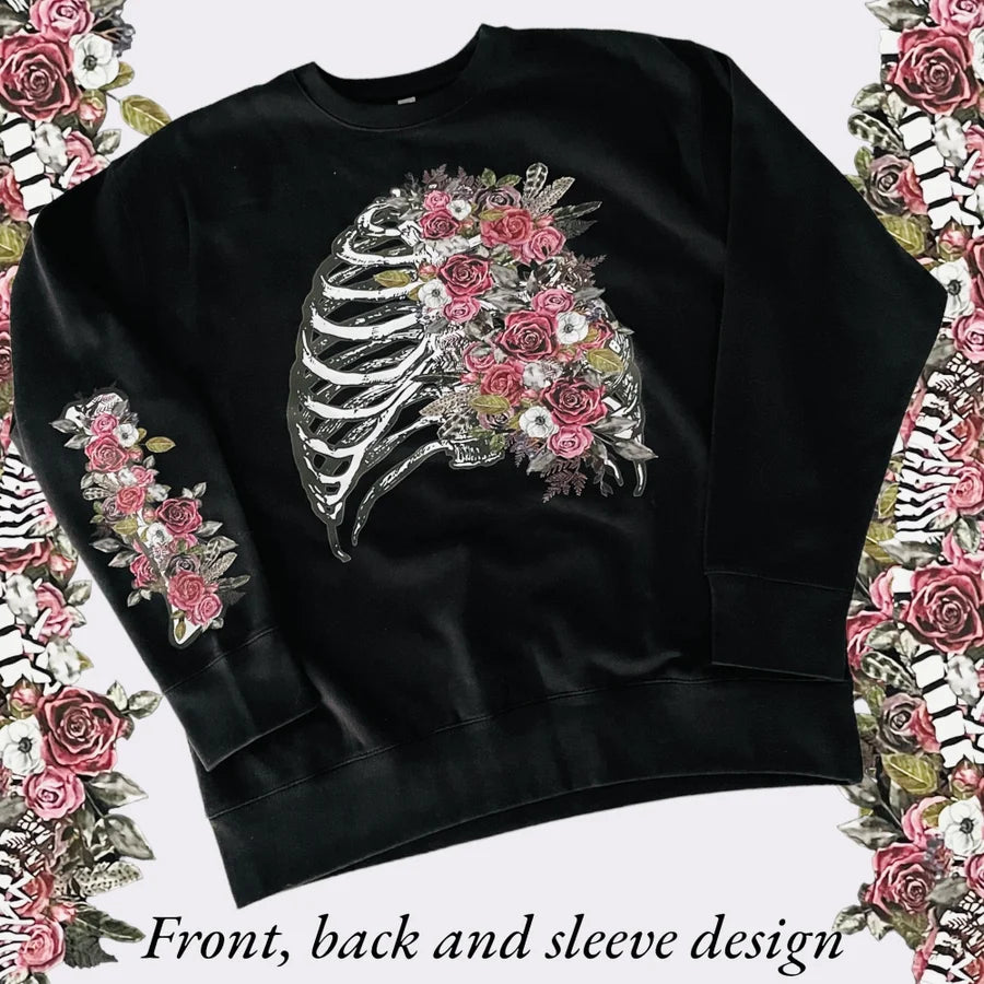 "Rose Bones" Long Sleeve/Crewneck/Hoodie w/ Sleeve Print