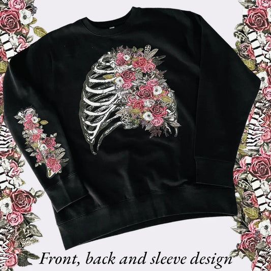 "Rose Bones" Long Sleeve/Crewneck/Hoodie w/ Sleeve Print