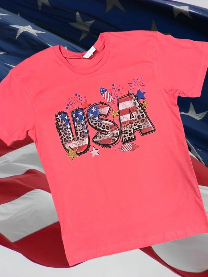 "USA Fireworks" Short Sleeve T Shirt