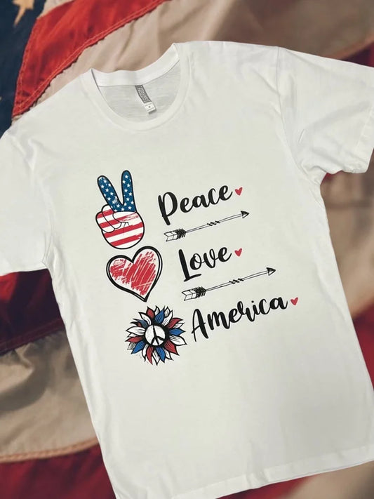 "Peace Love America" Short Sleeve/Hoodie