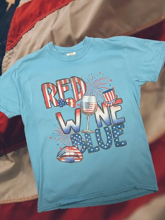 "Red, Wine, and Blue" Short Sleeve T Shirt
