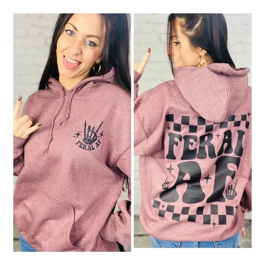 "Feral AF" Graphic Hoodie