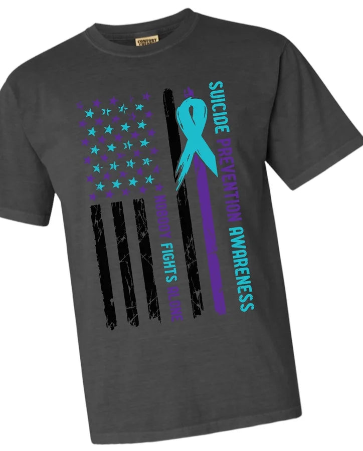 "Suicide Prevention Flag" Front Print Only Short Sleeve/Crewneck Sweatshirt