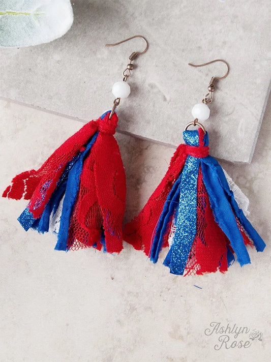 Southern Grace True Patriot Tassel Earrings