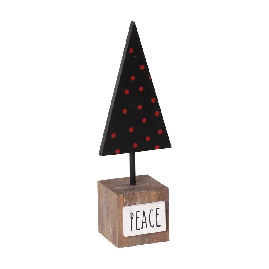 Black/Red Polka Dot Tree on "Peace" Base