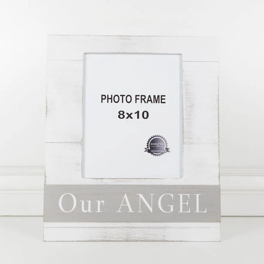 "Our Angel" Wooden Photo Frame - White/Grey